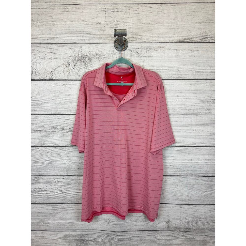 Fairway & Greene Men's Red Stripe Golf Polo Shirt Size XXXL